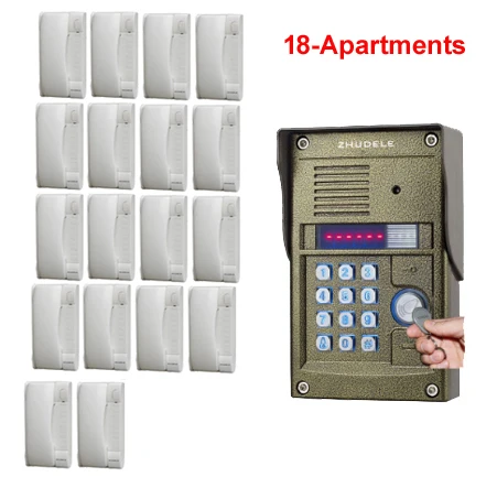 

ZHUDELE Home security intercom system unlocking building audio door phone system for 18 apartments metal waterproof outdoor bell