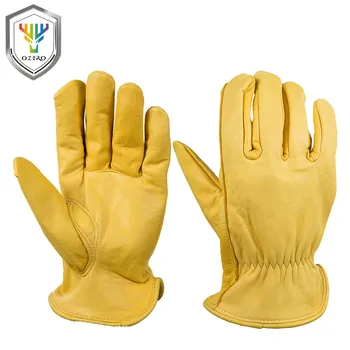 

OZERO Work Gloves Goat Leather Security Protection Safety Cutting Working Repairman Garage Hunting Racing Gloves For Men 0004
