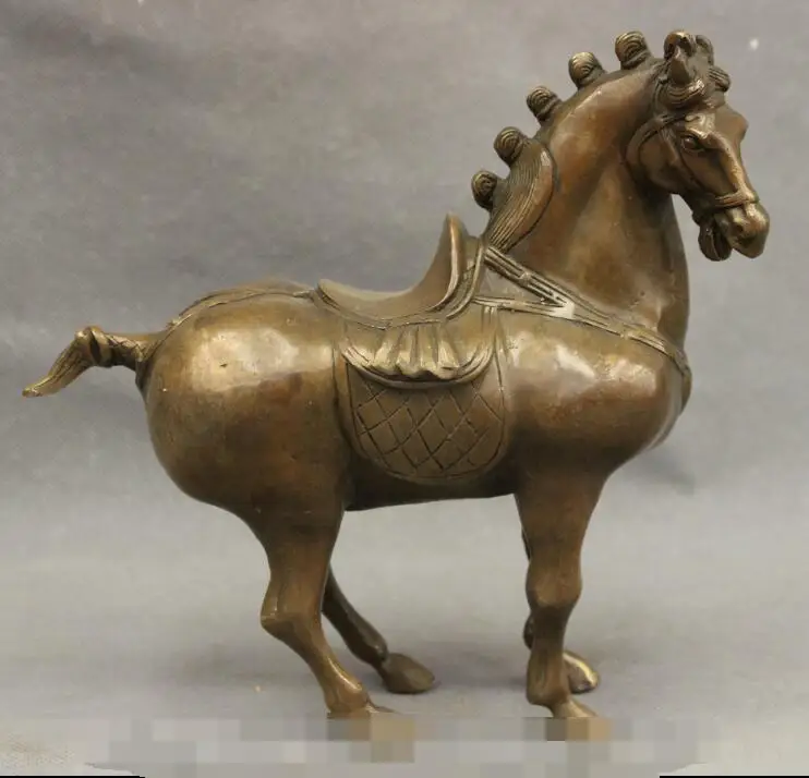

S06719 8" Folk China Chinese Bronze Copper Dynasty Wealth Zodiac Tang Horse Gee Statue discount 30% (C0324)
