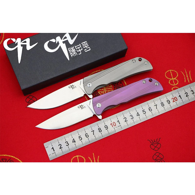 

CH3001 original design Flipper folding knife AUS-8 blade Titanium handle Outdoor camping hunting pocke knives EDC tool Survival