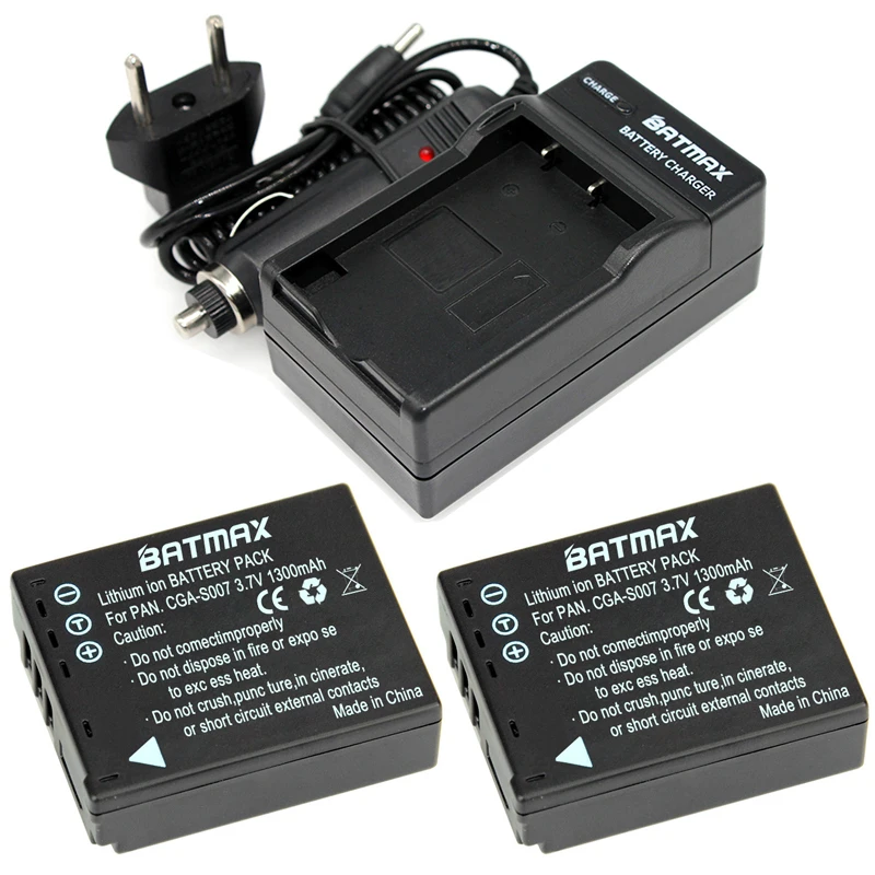 2 шт. Аккумулятор 3 7 в 1300 мАч CGA-S007 CGA CGR S007E S007 S007A BCD10 зарядное устройство для Panasonic DMC