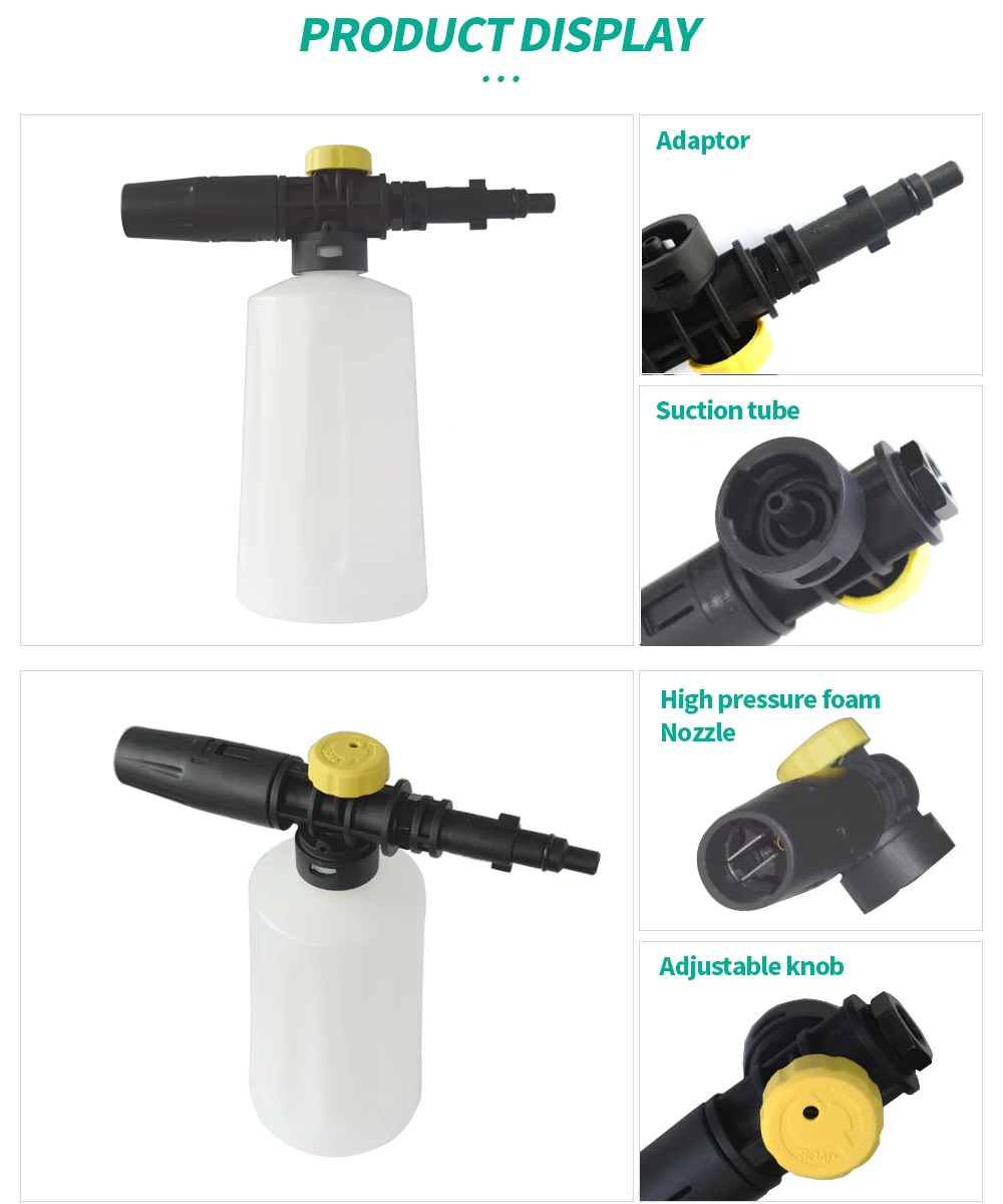 Espuma de Neve Lança para Huter Peças de Reposição Piso do Carro Velho Alta Pressão Arruela Deck Espuma Arma Carro Casa Limpeza 750ml W105-p 15 arma carro arruela peças de reposição piso do carro casa limpeza