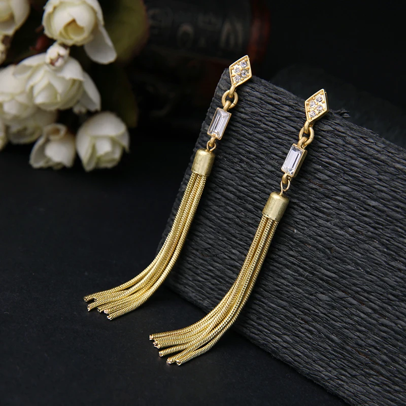Kpop New Design Gold Color Alloy Fringe Chain Earrings Modern Women Kpop New Design Gold Color Alloy Fringe Chain Earrings Modern Women Famous Brand Long For Gilrs In Drop From Jewelry