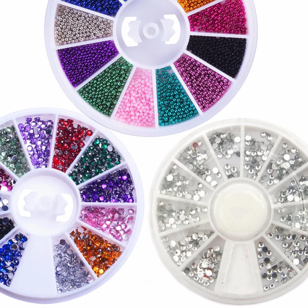 

3D Nail Art Charms Rhinestone in Wheel Design Stone Decorations Strass Jewelry DIY Nailart Adhesive Rhinestones Mix