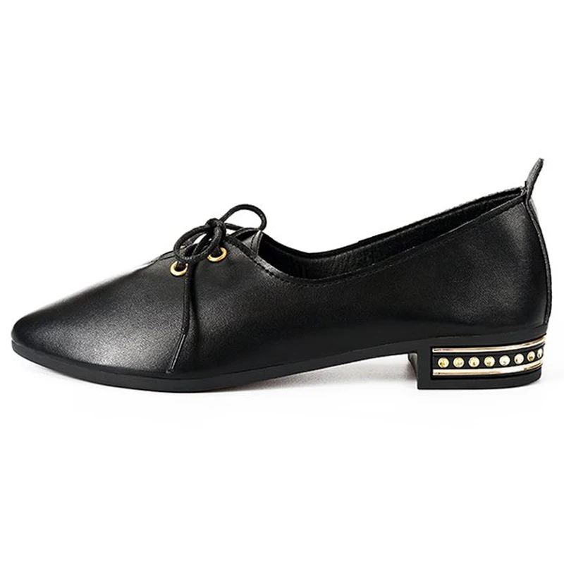 

2019 New Spring Low Heels Women Shallow Oxfords Lace-Up Solid Pointed Toe Cross-Tied Pumps Ladies Casual Shoes XWD7363