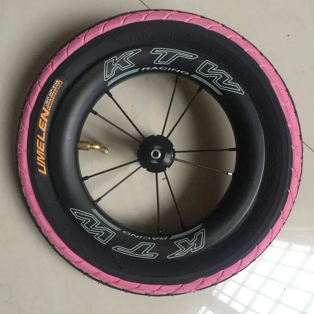 Discount Wholeset lightweight balance Bike Carbon wheel 12 inch  red  blue kid bicycle High Quality ktw ceramic bearing hub 4