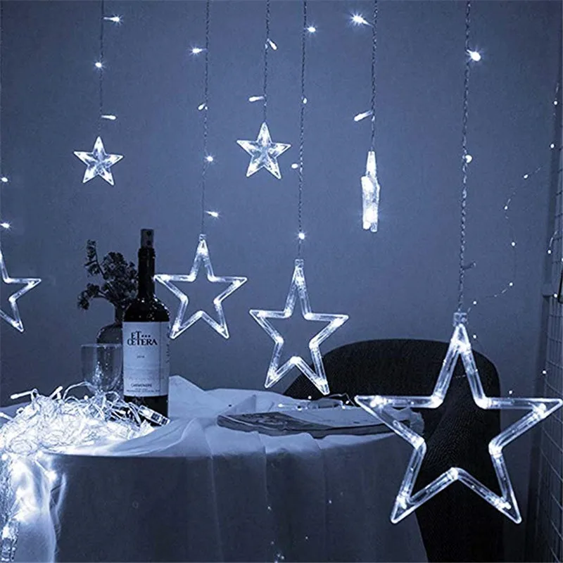 US $11.75 25M 138 Led Star String Lights Christmas Fairy Light EU 220V Garland Led Curtain For Wedding Home Party Birthday Decoration