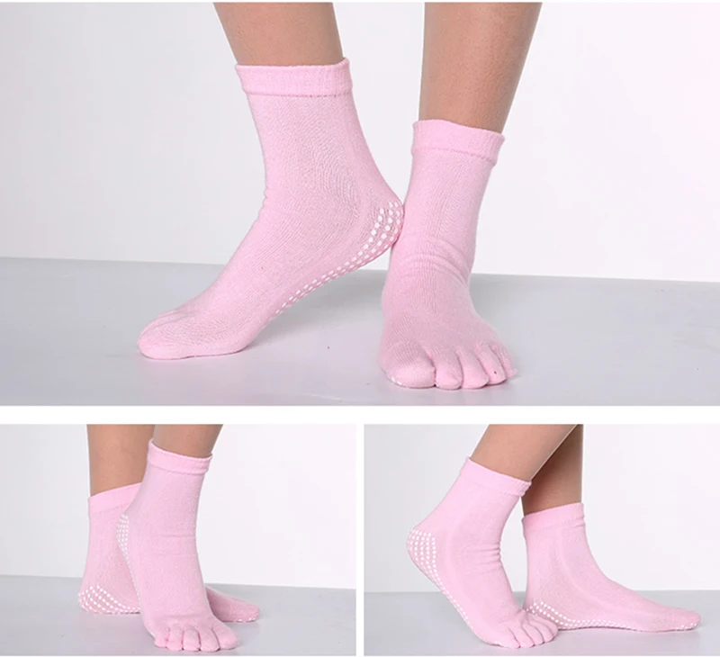 Женские носки для йоги, цветные, пять пальцев, стиль, нескользящий дизайн для фитнеса, танцев, упражнений, натуральный хлопок, тонкий материал, SCL171