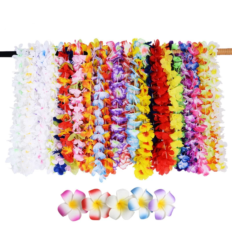 

41Pcs Artificial Flower Hawaiian Wreath Hair Clips Necklace Garland Fancy Dress Hawaii Beach Party Decoration Supplies