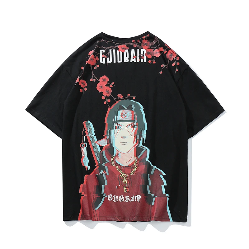 

2019 Summer Trend Set Naruto Cartoon Print Short-sleeved Shirt Hip Hop Oversized Cotton Harajuku T-shirt Tee Men Women