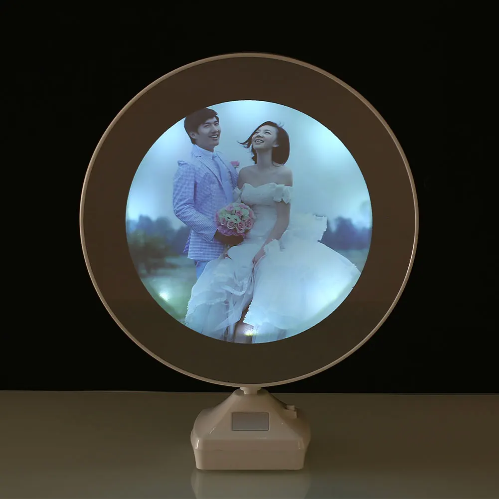 

Magical Luminous Glowing Mirror Photo Frame DC 5V Multifunction White Room Desktop Mirror Night Light Wedding Home Party Decor