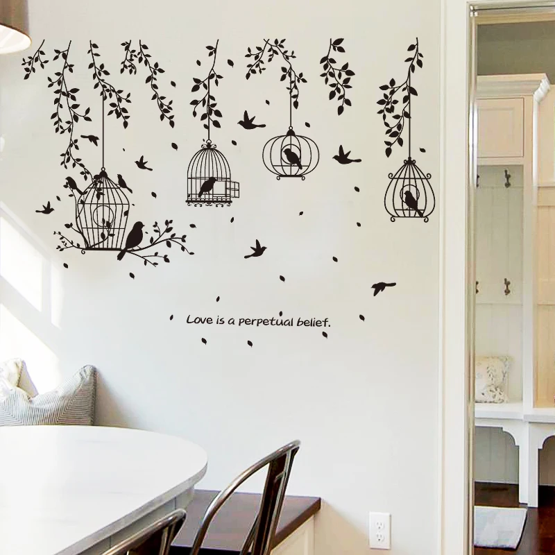 [ZOOYOO] черная клетка листья силуэт наклейки на стену 3d гостиная спальня детские наклейки на стены фрески самоклеящаяся пленка