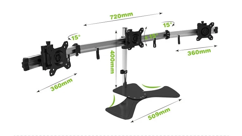 Настольная подставка из алюминиевого сплава, ТРОЙНОЙ ДЕРЖАТЕЛЬ для монитора, полное движение, крепление для телевизора, загрузка 8 кг, каждая головка