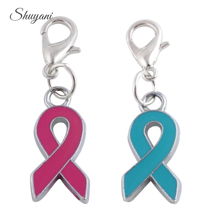 20pcs/lot Free Shipping Mixed Enamel Cancer Ribbon Charms Pendant For