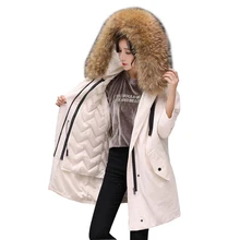 Новинка, зимний вельветовый пуховик со съемной подкладкой, большой воротник из меха енота, женские пуховики, зимняя верхняя одежда, парки