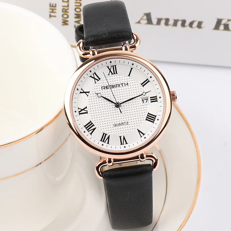 

New Arrival Fashion Exquisite Women's Watches Luxury Golden Leather Ladies Watch Women Dress Clock Calendar relogio feminino