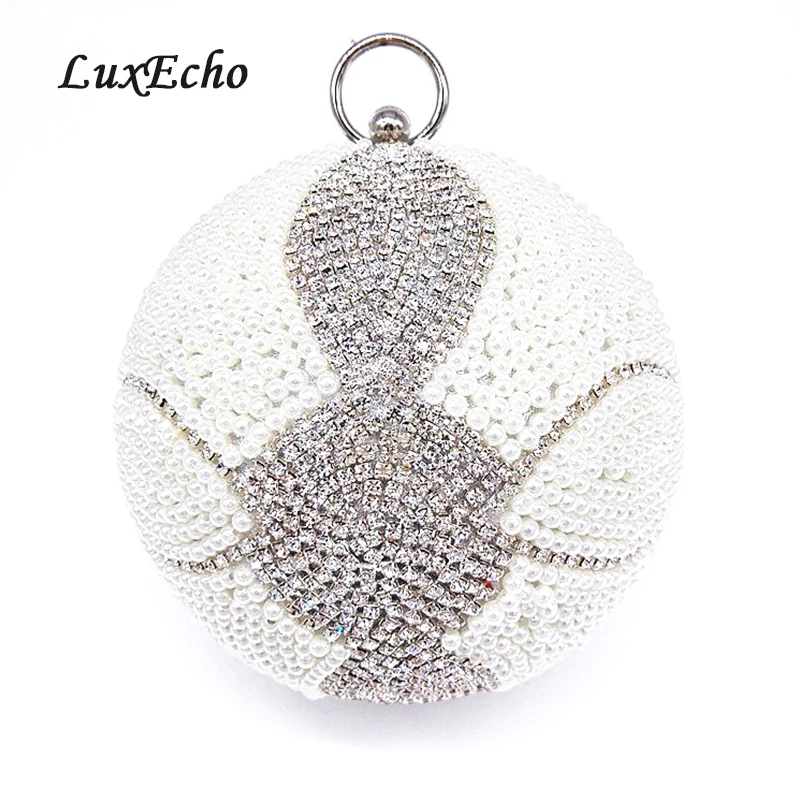 Женские вечерние сумки LuxEcho с круглыми бусинами и цепочками модные клатчи на