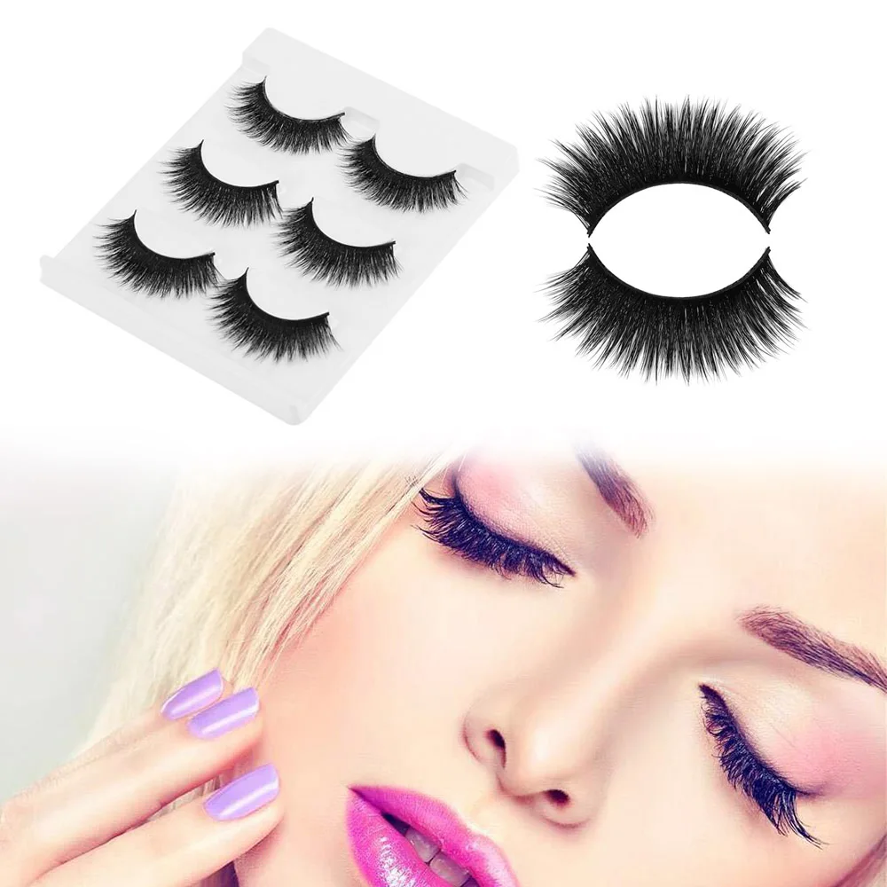 

3 Pairs/Lot Imported High Quality Soft Silk 3D Thick Long False Eyelashes Extension Tools For Women Makeup
