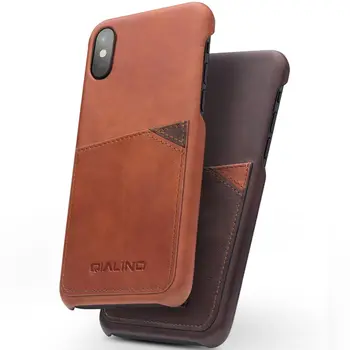 

QIALINO Light-weight Phone Cover with Card Holder for iPhone x Case Cow Genuine Leather Shell Case for Apple iPhone X 5.8inch