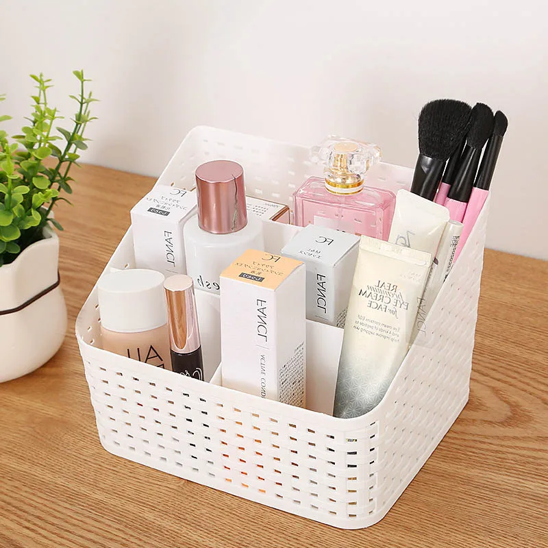 متعددة الأغراض منظم سطح المكتب البلاستيك مخزن للمكياج مربع حالة القلم حامل القلم الرصاص التجميل المكياج المنظم الحمام الحاويات