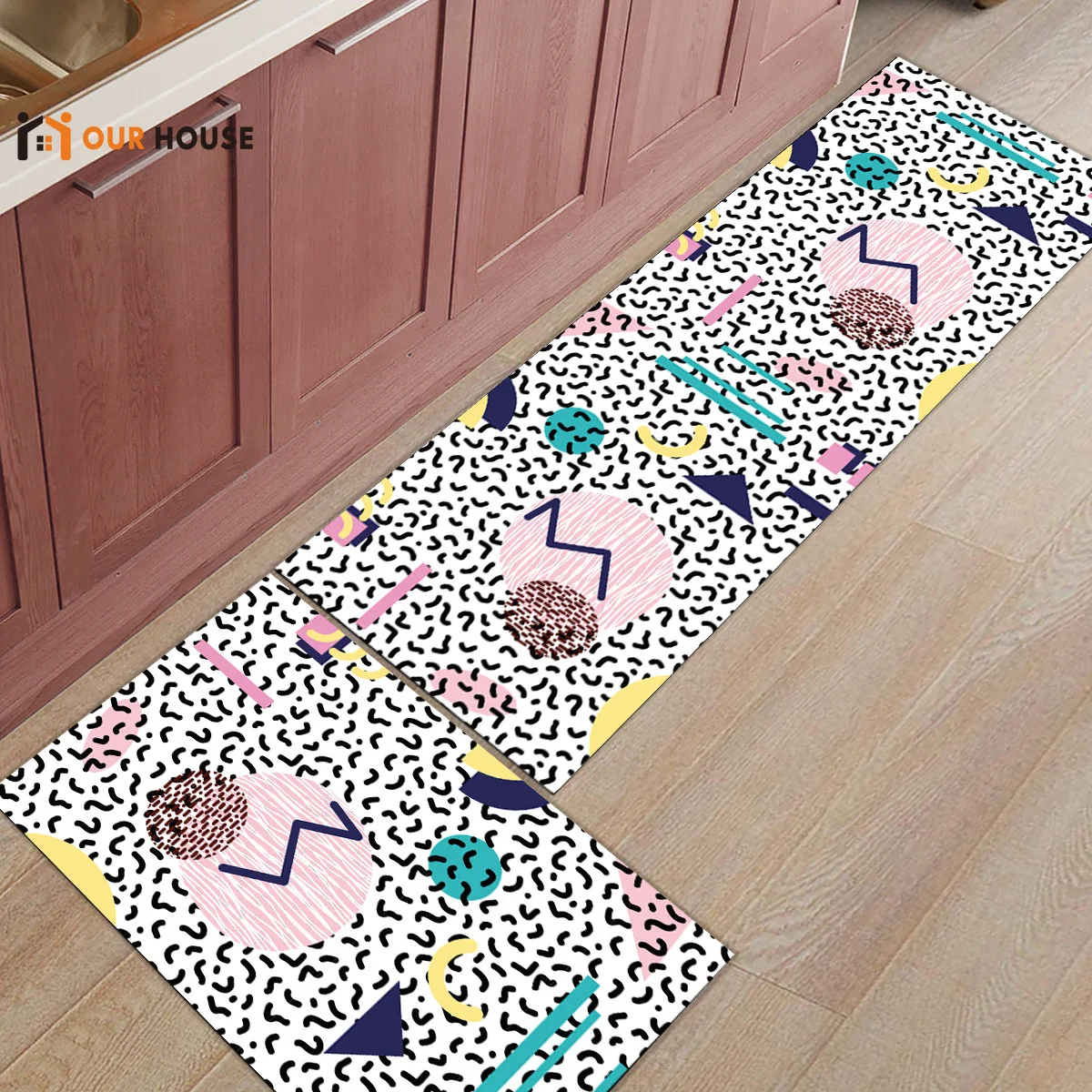 

Ourhouse Geometric Filling Patterns Bathroom Accessories Set Dirt Debris Mud Trapper Boot Shoes Scraper Non Slip Backing Accent