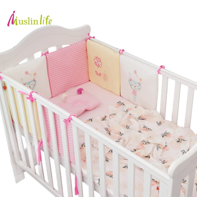 6Pcs/set Infant Baby Bed Bumper Cotton Bed Crib Cushion Protector,100% Cotton Baby Boys and Girls Unisex Cartoon Bumpers 30*30*6