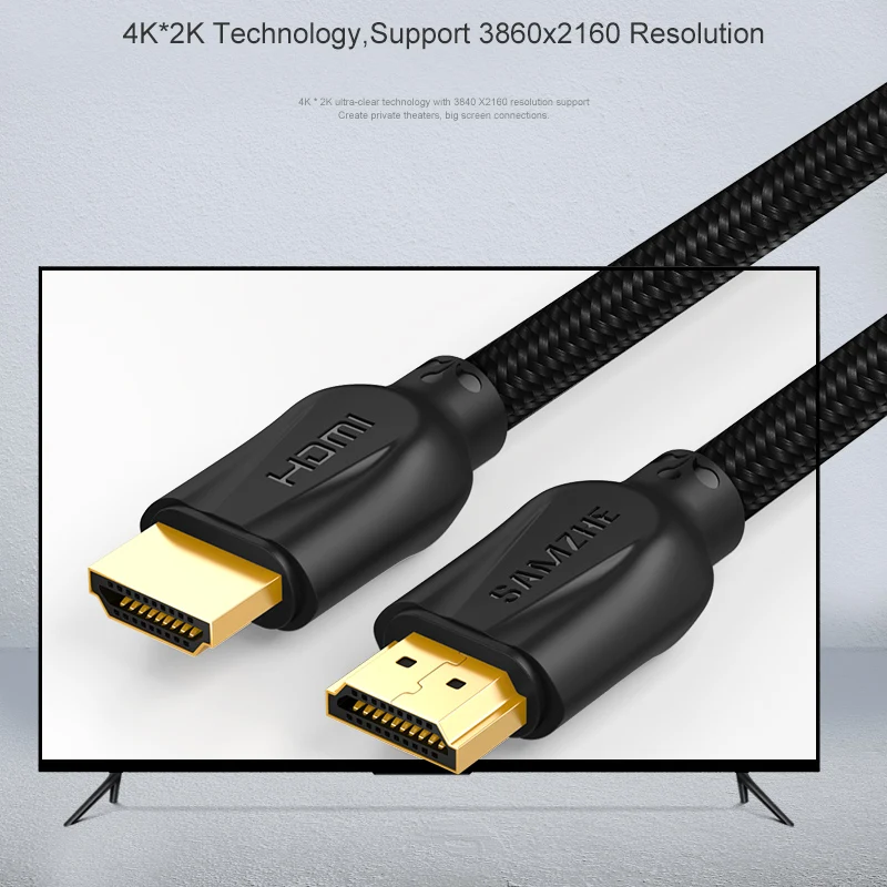 SAMZHE 4K HDMI 2,0 кабель 60 Гц Разрешение 3D Поддержка Хлопок HDMI кабель для ноутбука/tv BOX PS3 подключение к телевизору и большому экрану