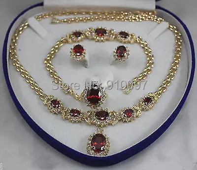 

LHX54013>>women's jewelry rubine 18KGP Earring Bracelet Necklace Ring