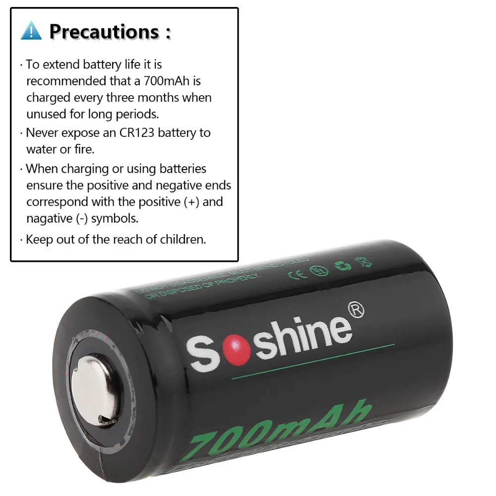 4 шт./компл. Soshine Li Ion RCR 123 16340 700mAh 3 7 V литий ионный аккумулятор battria + 2 Чехол для