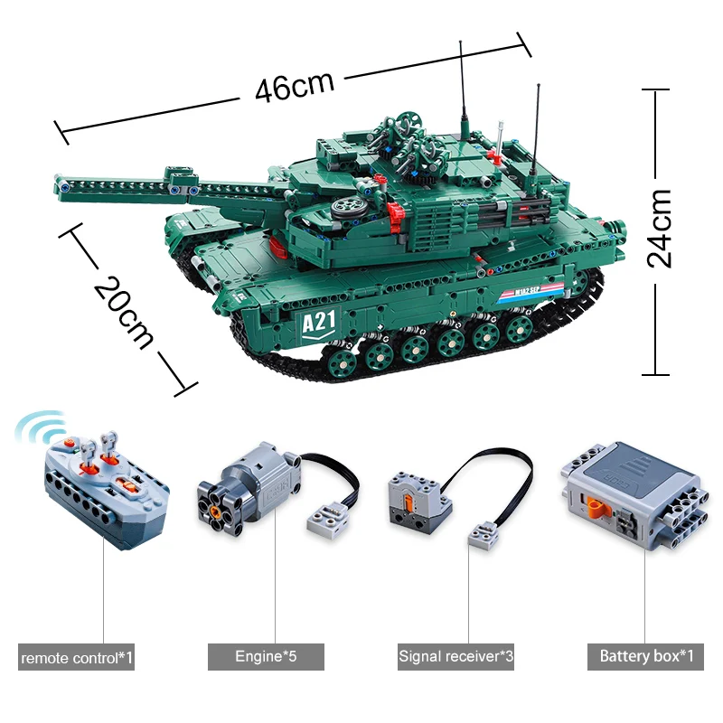  cada 1498CPS RC Military M1A2 tank Model Building Blocks Bricks Remote Control Car Compatible legoi