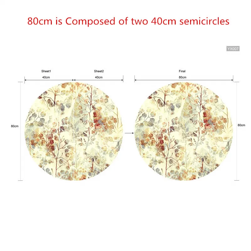 Новое искусство Листья 3D круглый украшение стола для вечеринки Наклейка ПВХ пленка клейкая водостойкая Нескользящая гостиная спальня пол наклейки - Цвет: 80cm round