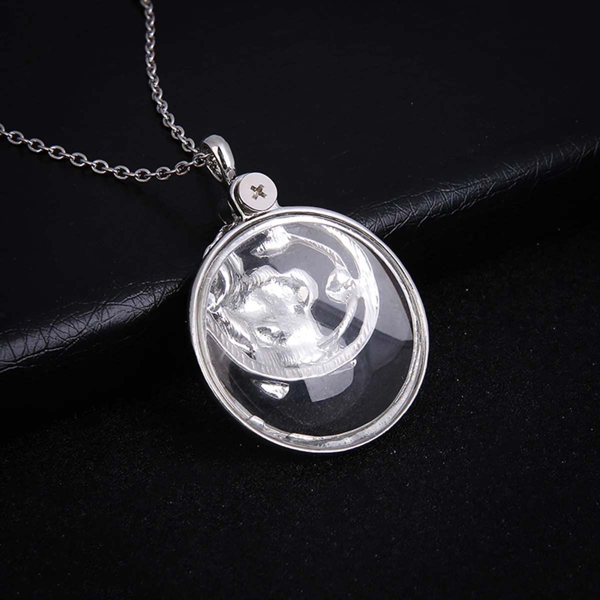 Retro Antique Statement Necklace Shellhard Crystal Cat Magnifying Glass Pendant Long Chain Necklace Fashion Jewelry For Women