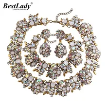 Finest woman Brand Gem Vintage White AB Color Crystal Chunky Statement Necklace Maxi Collier Luxury Maxi Choker Necklace 3281