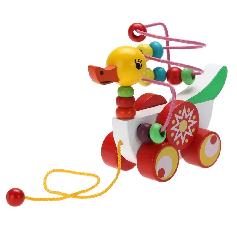 Милый DIY Головоломка модель утенок на колесах Игрушка Дети многоцветные творческие утенок на колесах деревянные игрушки Головоломка Развивающие игрушки