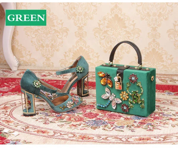BENVICHED, Роскошная вечерняя сумка принцессы, женские сумки, дизайнерские бриллианты, натуральная кожа, женская сумка на плечо, сумка в коробке, L110 - Цвет: Зеленый