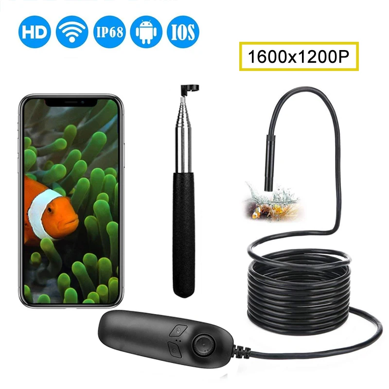 

Wireless Inspection Camera 1200P Telescoping Wifi Endoscope Camera with 8 LED For Android and IOS Smartphone, iPhone, Samsung