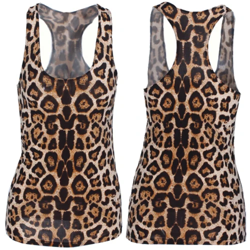 

X-300 Leopard 3d digital print tank top sleeveless tee punk top cropped Fashion Camis