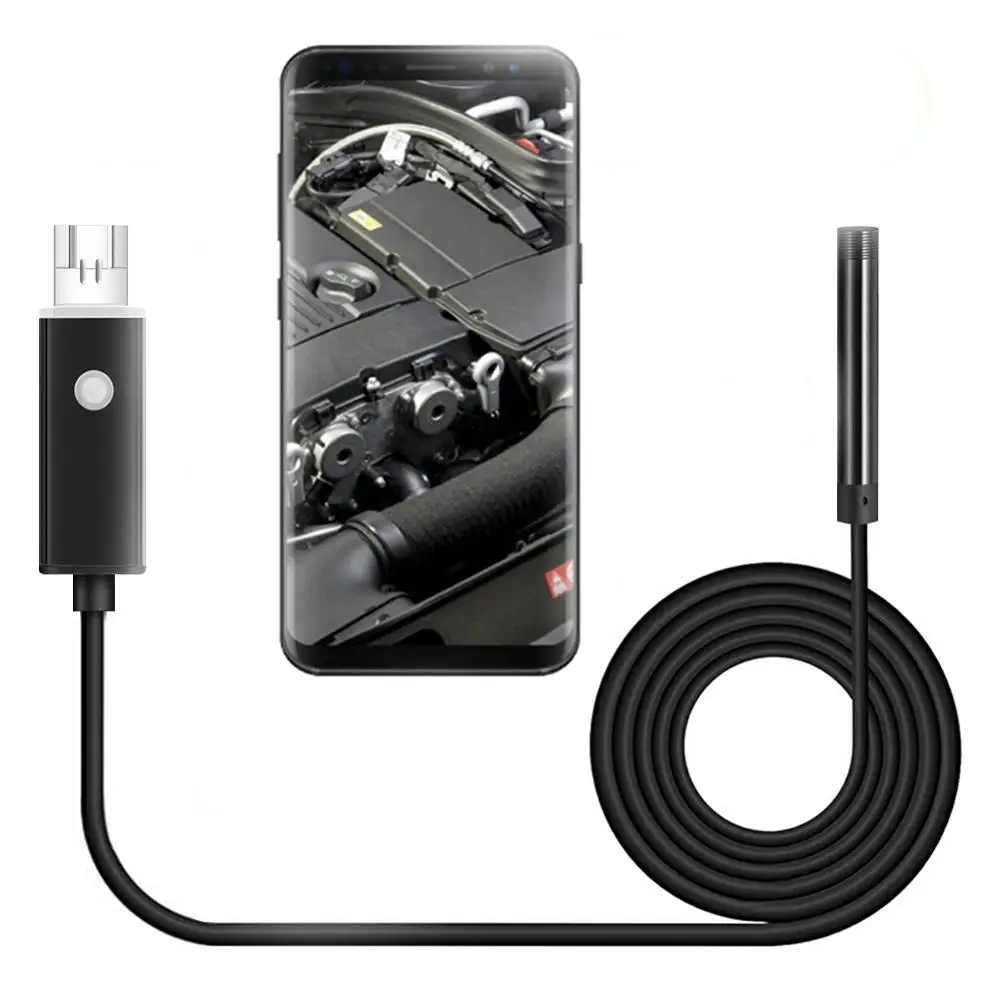 

USB Endoscope 2 in 1 IP67 8mm Borescope 720P Mini Inspect Surveillance Camera 2Mp with 6 LED Micro Adapter for Android Phone PC