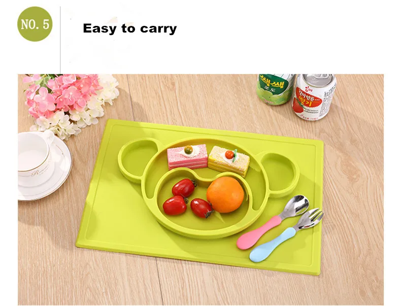 New Infant Baby Feeding Tableware Safe Silicone Cute Animals Shape Slip-resistant Baby Dishes Snack Fruit Baby Feeding Set XSKP10 (11)