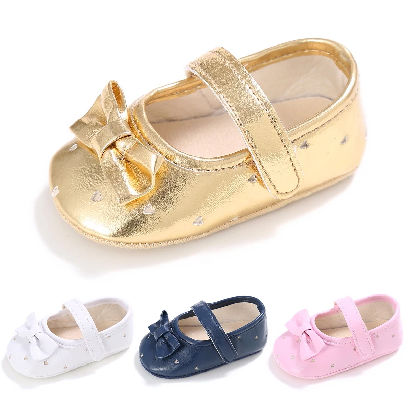 

Baby Girls Shoes Princess Crib Bebe Prewalkers Infant PU Leather Mary Jane Bow First Walkers Soft Soled Anti-Slip Footwear Shoe