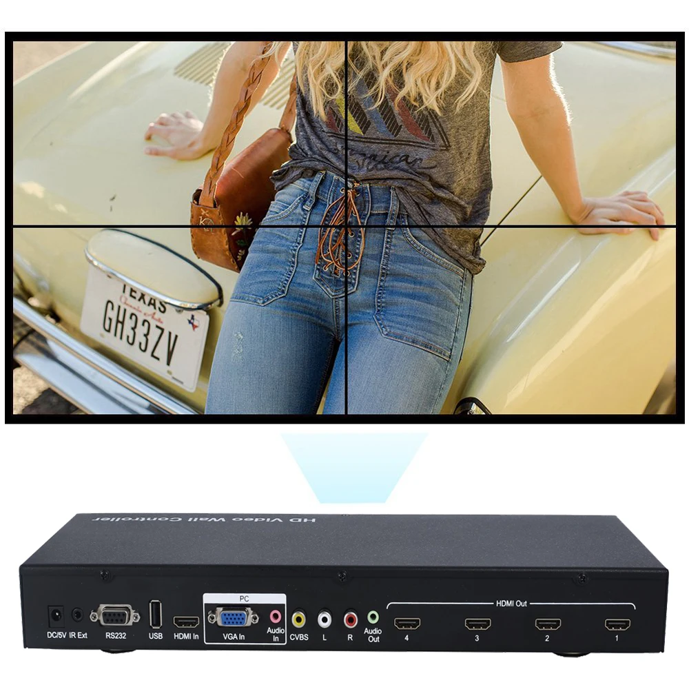 PUZHIJIE hdmi сплиттер 1x4 HD видео настенный контроллер с HDMI VGA AV USB видеопроцессор 2x2 до