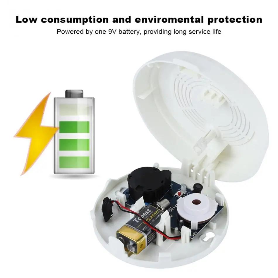 Постоянный ток 9V громкий 85dB Высокочувствительный комбинации 2 in1 CO детектор угарного газа пожарной сигнализации сенсор
