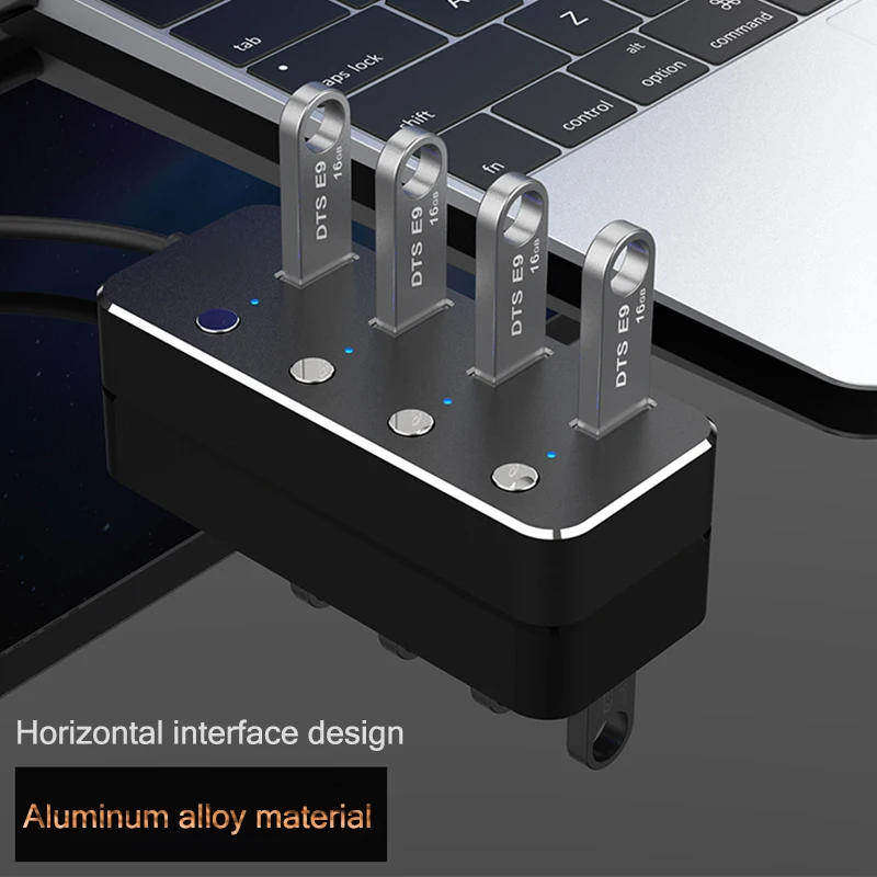 Pаспродажа Алюминий сплава 4 Порты и разъёмы font b USB b font 3,0 концентратор суб контроль переключатель ступицы 30 60 120 см кабель до 5 Гбит с разветвитель для мульти за...