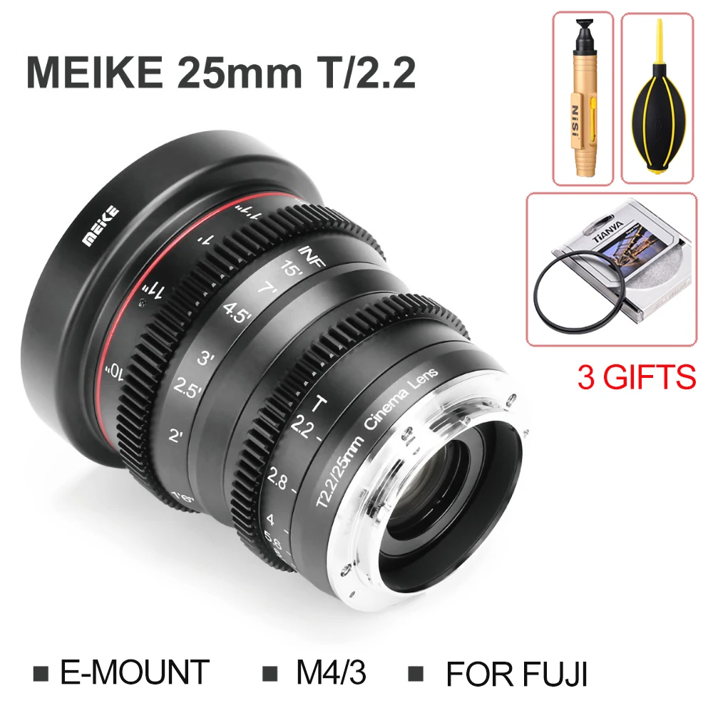 

Meike 25mm T2.2 Manual Focus Portrait Cine Lens for Sony E-Mount For fuji X-Mount For Olympus Panasonic M4/3-Mount