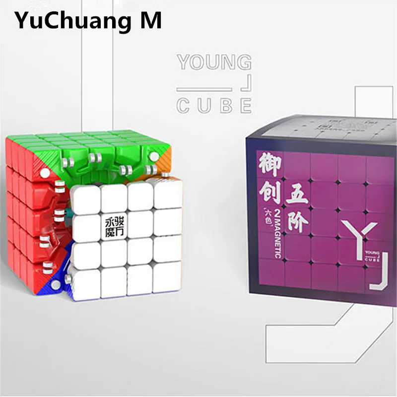Moyu YJ Yuchuang 2 м Магнитный магический куб без наклеек профессиональный 5x5x5 Магниты головоломка скорость часы-кольцо с крышкой игрушки для детей