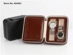 Прочный идеально подходит 4 Слот Кожа чёрный; коричневый ювелирные часы коллекция дорожная сумка для хранения Организатор с