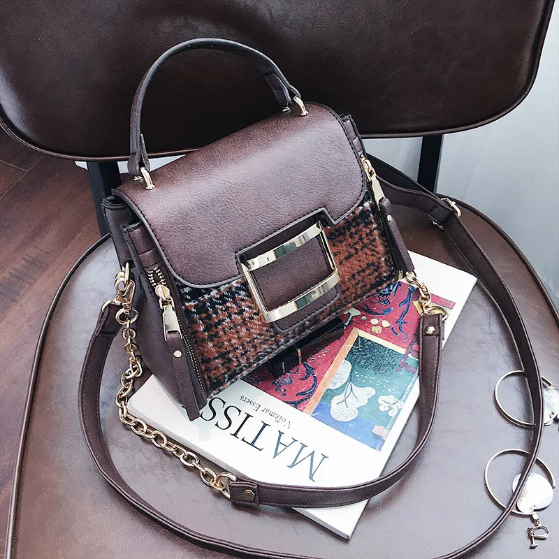 

2019 New European and American Small Square Bag Lattice Single Shoulder Bag Crossbody Handbags