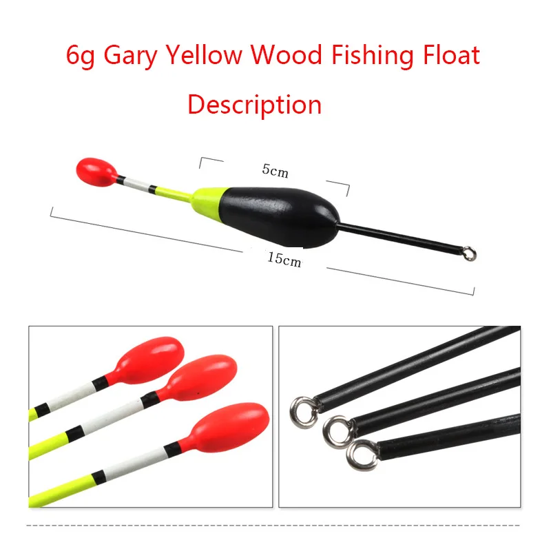 6g Gary Yellow Wood Fishing Float