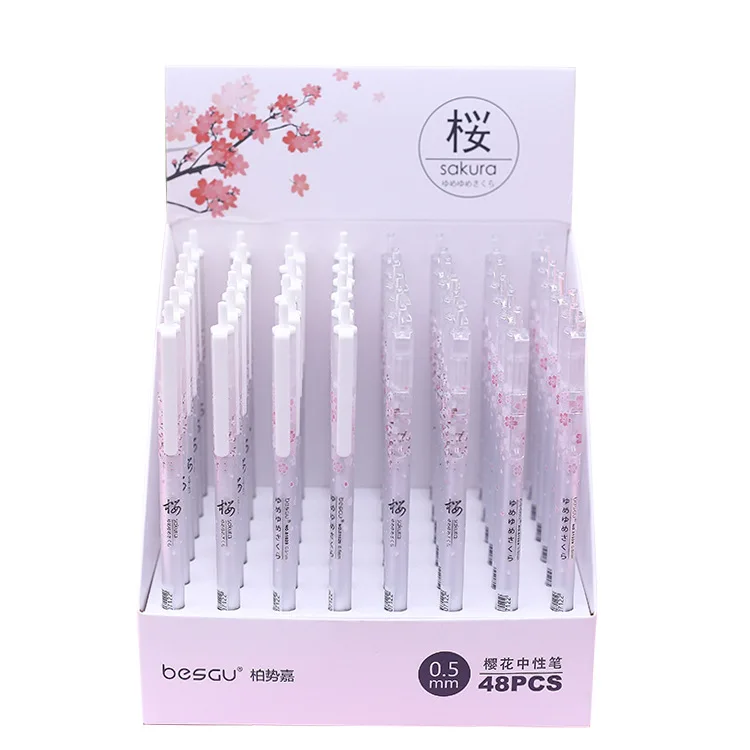

48pcs/lot Japanese sakura flower gel pen Creative office school supplies students stationery novel water ink sign pen