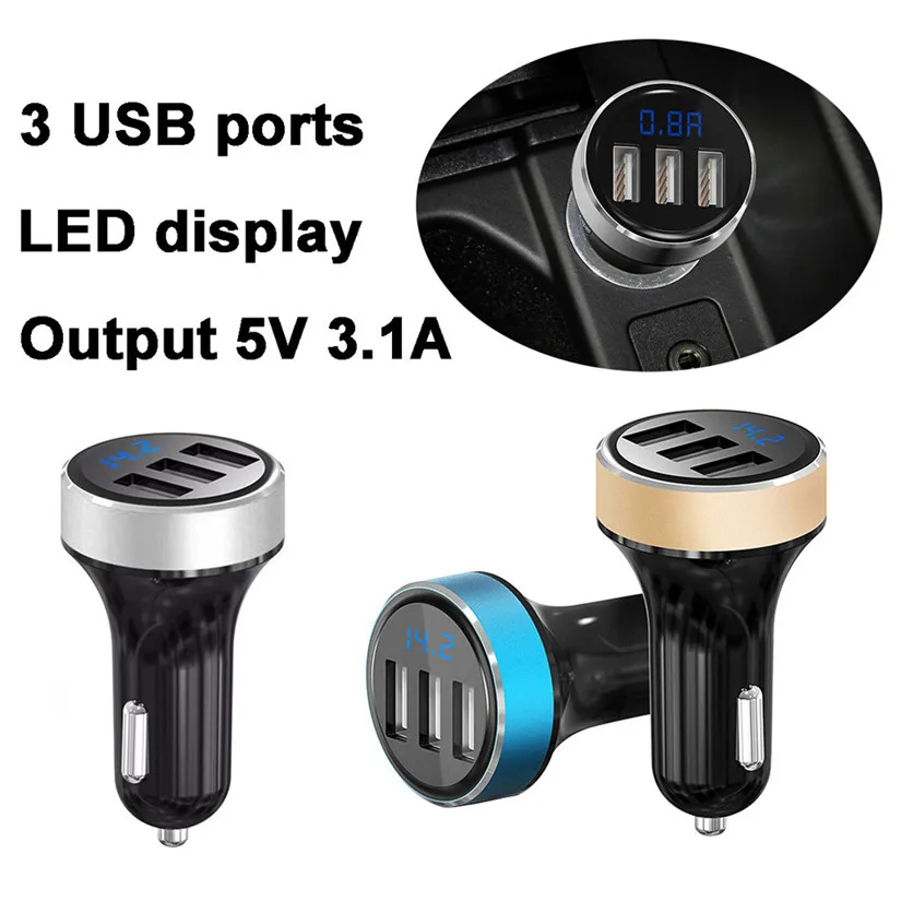 Автомобильное зарядное устройство KONGYIDE цифровой дисплей 3.1A двойной порт USB
